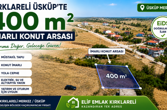 Üsküp’te 400 m² İmarlı Arsa: 3 Kat İzinli, Müstakil Tapu
