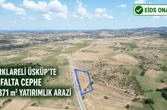 Kırklareli Üsküp’te Asfalta Cephe 3.871 m² Yatırımlık Arazi
