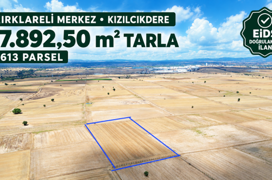 Kırklareli Merkez Kızılcıkdere’de 17.892 m² Resmi Yollu Tarla