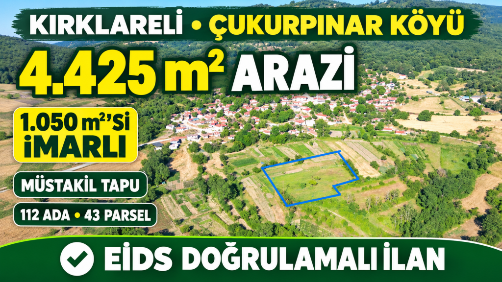 Çukurpınar’da 4.425 m² arazi