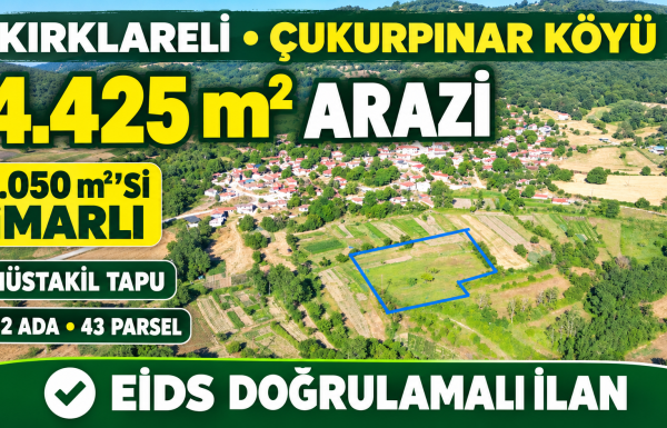 Çukurpınar’da 4.425 m² arazi