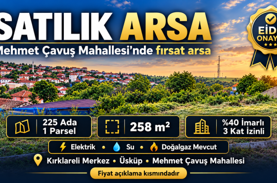 Üsküp’ün merkezinde fırsat arsa! 258 m² %40 imarlı  3 kat  tüm altyapısı hazır!