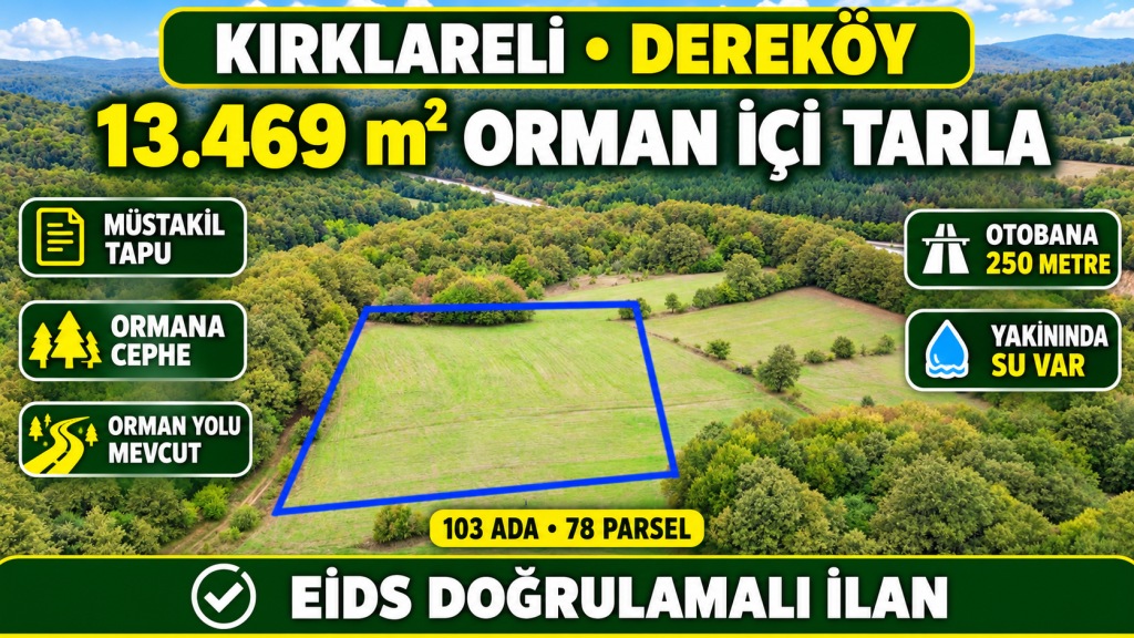 Kırklareli Dereköy’de orman içi tarla