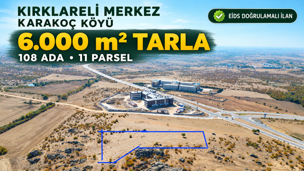 Kırklareli Karakoç Köyü 6.000 m² Tarla