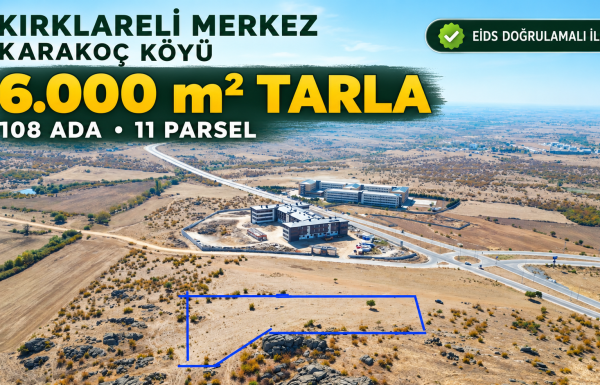 Kırklareli Karakoç Köyü 6.000 m² Tarla