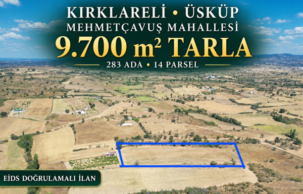 Kırklareli Üsküp’te 9.700 m² Tarla