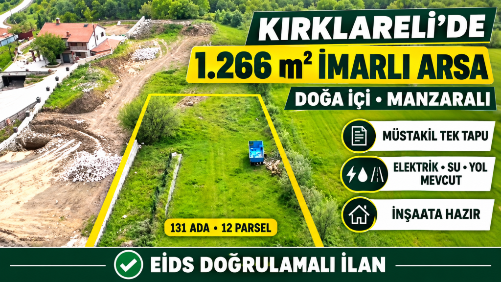 Kırklareli’de manzaralı imarlı arsa