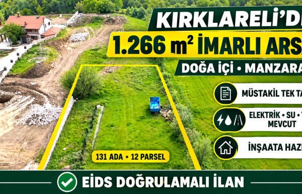 Kırklareli’de manzaralı imarlı arsa