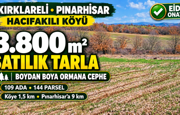 Kırklareli’nde 3.800 m² tarla