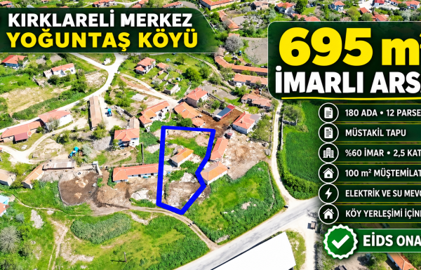 Kırklareli’nde 695 m² imarlı arsa