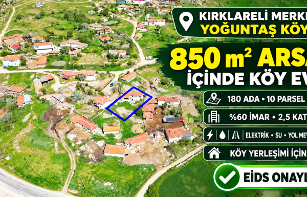 Kırklareli’nde köy evli 850 m² arsa
