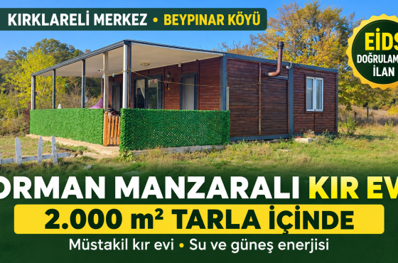 Kırklareli Beypınar Köyü’nde 2.000 m² Tarla İçinde Orman Manzaralı Kır Evi