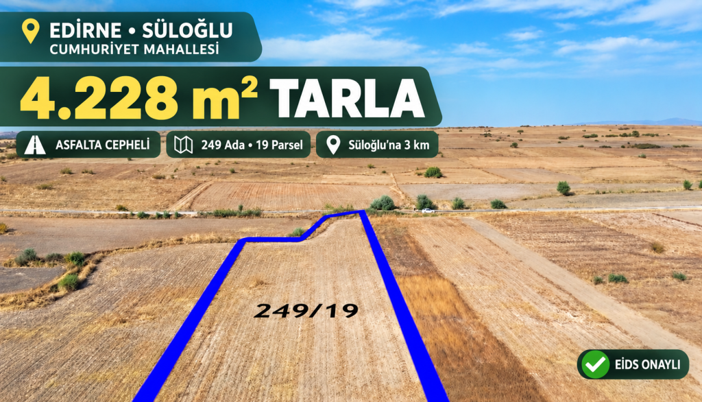 Süloğlu’nda asfalt cepheli 4.228 m² tarla