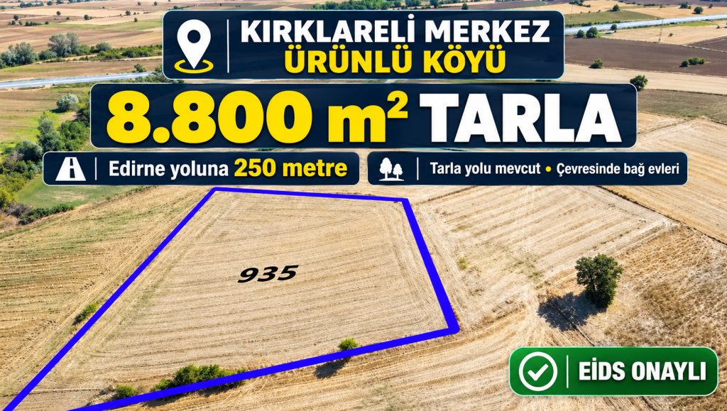 Ürünlü Köyü’nde 8.800 m² tarla