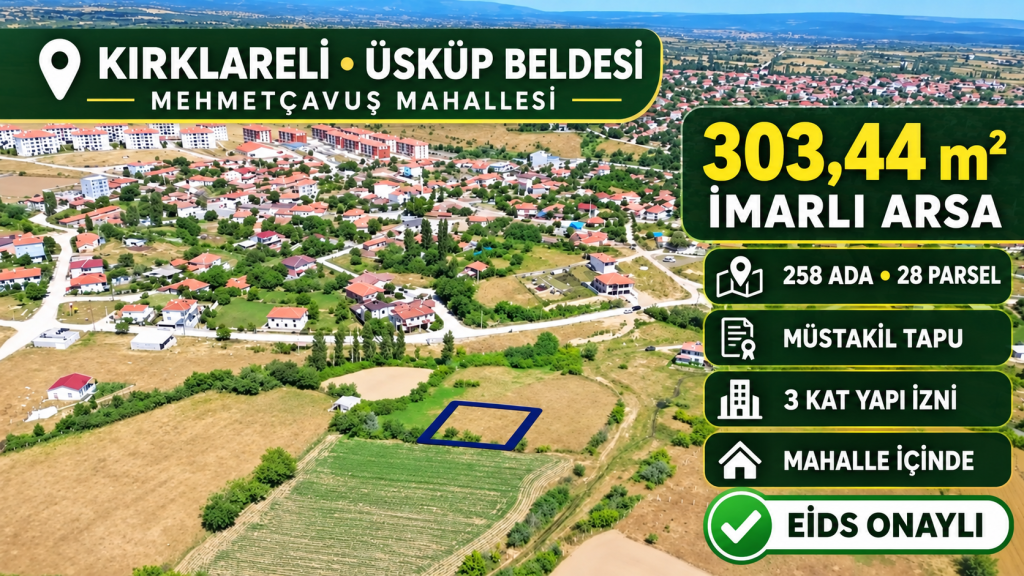Üsküp’te 303,44 m² imarlı arsa