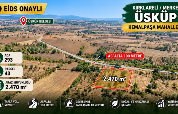 Üsküp’te Yatırımlık 2.470 m² Arazi